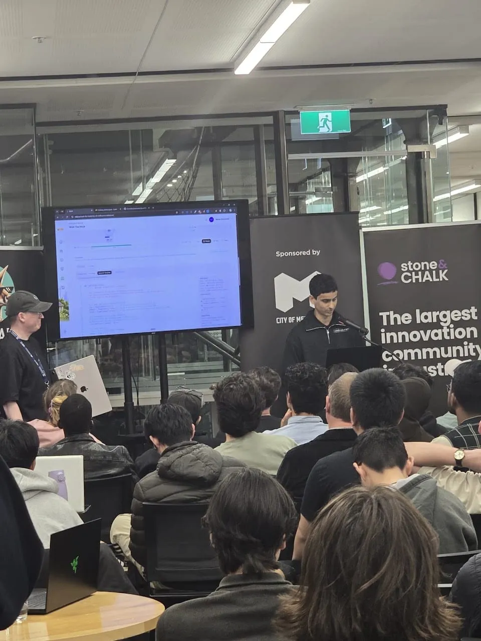 Presenting the Watt The Hack platform at Stone & Chalk, Melbourne.
